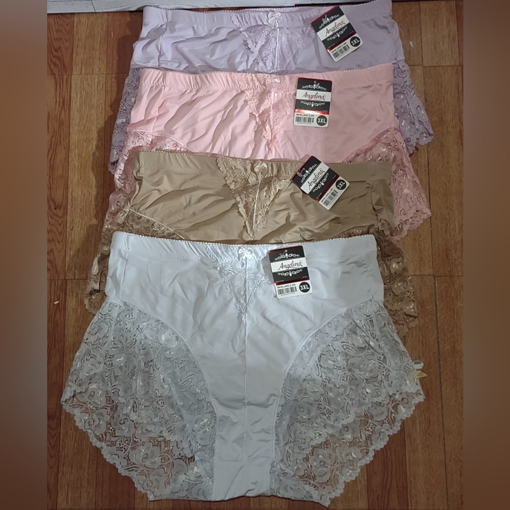 4 Angelina Women's High Waist Boxer Briefs with Lace Accent Detail 3XL